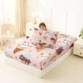thumbnail image 4 of Manfei Ice Cream Cat Twin Fitted Sheet, Cartoon Love Heart Bedding, Pink, 2pcs, 1 Fitted Sheet and 1 Pillowcase, 4 of 6