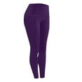 thumbnail image 6 of ManxiVoo Women's Fleece Lined Thermal High Waisted Leggings with Pockets for Hiking Running Yoga and Comfortable Wear L Size Purple, 6 of 9