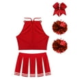 thumbnail image 4 of Haitryli Women's Cheer Leader Costume Crop Top with Pleated Mini Skirt Cheerleading Outfit Red L, 4 of 5