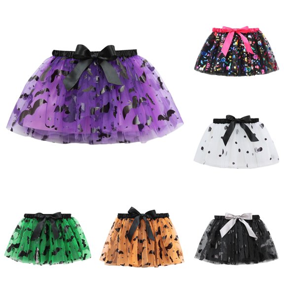 Gyujnb Kids Halloween , Kids Girls Ballet Skirts Hallowmas Party Prints Tulle Dance Skirt, Halloween Outfits,5-8 Years