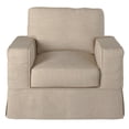 thumbnail image 2 of Sunset Trading Americana Fabric Slipcovered Chair and Ottoman in Linen Gray, 2 of 7