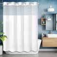 thumbnail image 6 of No Hook Shower Curtains with Detachable Snap-in Liner Set, Pure White Waterproof Hotel Style Bathroom Shower Curtain, Simple Solid Color Breathable Mesh Top Window Bath Curtains 72''x84'', 6 of 9