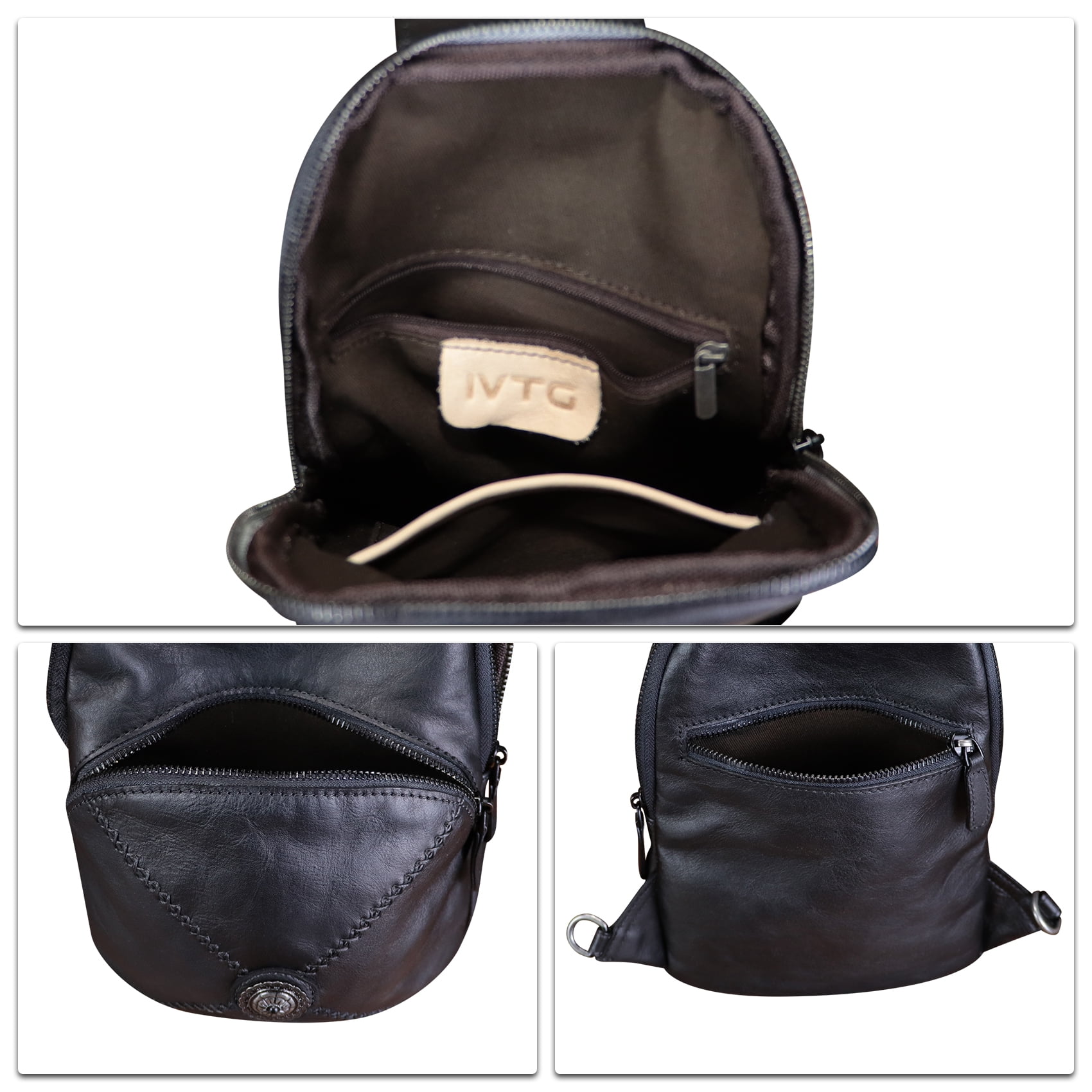Genuine Leather Small Sling Bag for Women Men Sling Backpack Purse Crossbody Bag