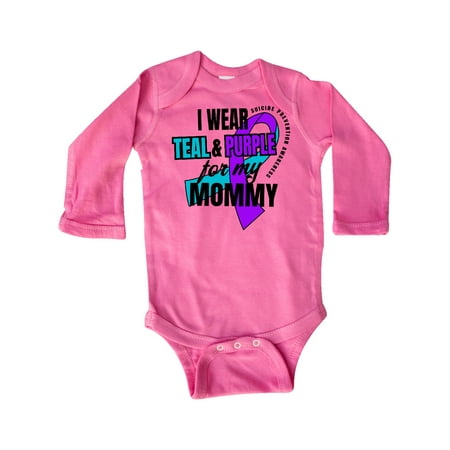 

Inktastic Suicide Prevention I Wear Teal and Purple for My Mommy Gift Baby Boy or Baby Girl Long Sleeve Bodysuit