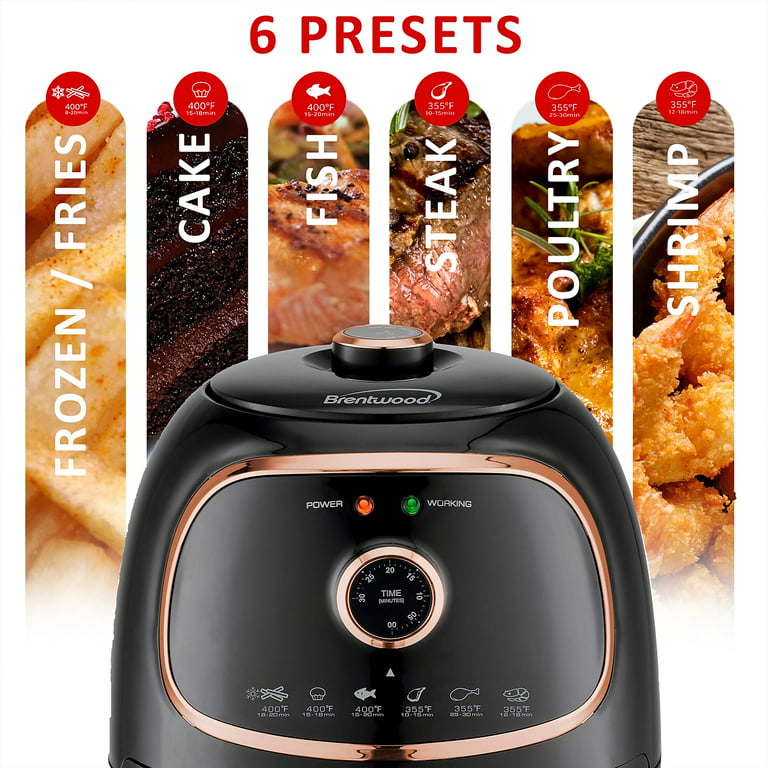 Brentwood Appliances AF-202BKC 2 Quart Small Air Fryer Copper with Timer  and Temp Control 