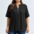 thumbnail image 2 of GigrtiJin Plus Size T Shirts for Womens Summer Short Sleeve Tees Loose Casual Solid Color Pull On V Neck Basic T Shirts XL-5XL, 2 of 5