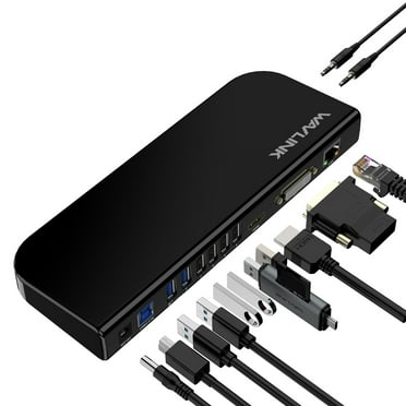 WAVLINK Laptop Dock Station, USB Dock for Mac/ Windows with HDMI & DVI/VGA/HDMI, Gigabit Ethernet