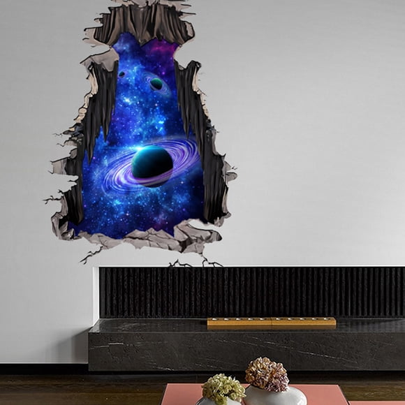 Glitter Galaxy Wall Stickers Broken Mural Living Room 3pcs Brushed Bed Bedroom Floor Door Wallpaper Decor Decal