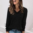 thumbnail image 3 of Otntypg Fall Sweaters for Women Lightweight Casual Striped Color Block V Neck Long Sleeve Ribbed Knit Tunic Shirts Loose Fit Dressy Sweater Tops Fashion 2025 Work Outfits Black XXL, 3 of 8