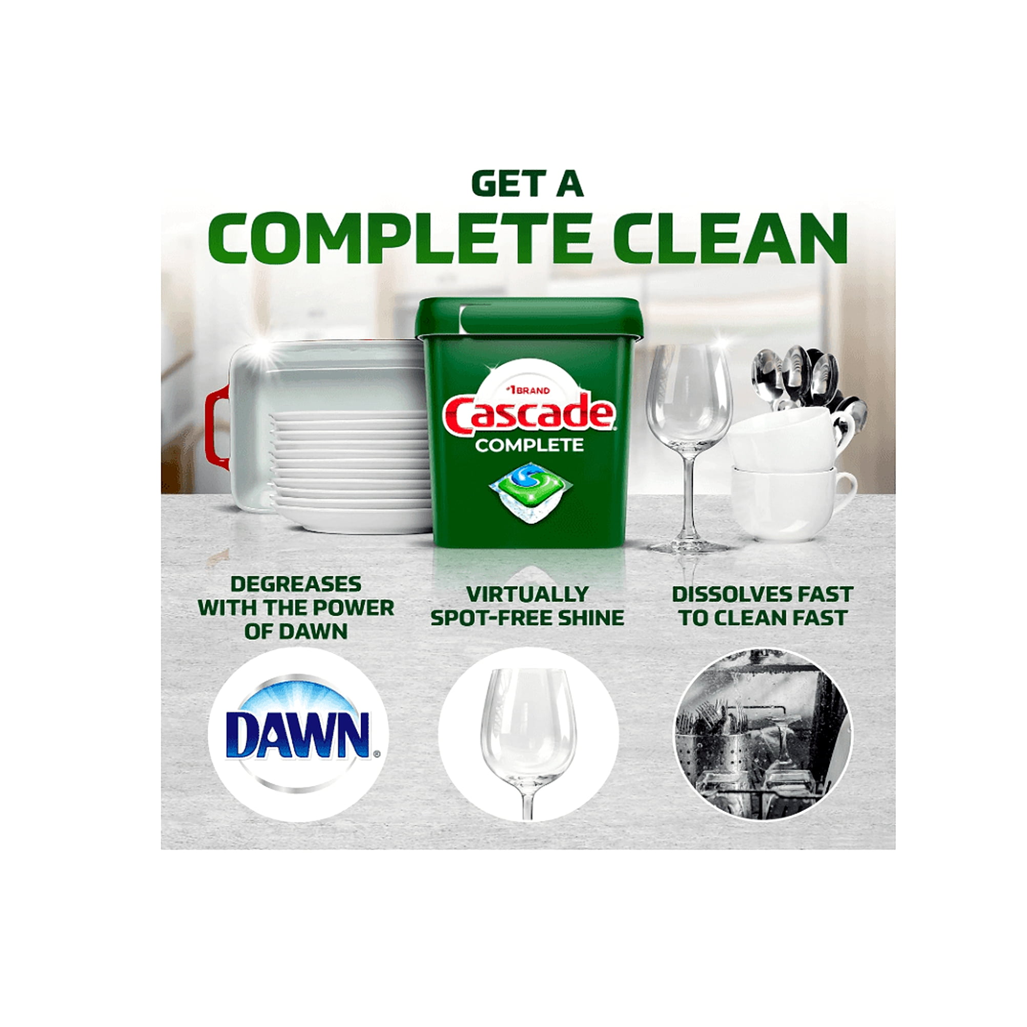 Cascade Complete Dishwasher Detergent ActionPacs, Fresh, 93 Count