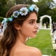 thumbnail image 1 of Corona de flores de Pascua | Accesorio para el cabello con rosas artificiales y hojas verdes | Cinta ajustable | Ideal para fiestas, bodas, festividades, fotografía y uso diario | Rosa vibrante,, 1 of 6