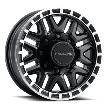 Raceline 953BM Krank 16x6in / 6x139.7 BP / 0mm Offset / 4.25mm Bore - Black & Machined Wheel