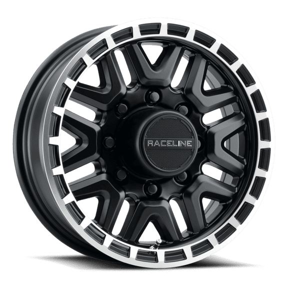 Raceline 953BM Krank 16x6in / 6x139.7 BP / 0mm Offset / 4.25mm Bore - Black & Machined Wheel