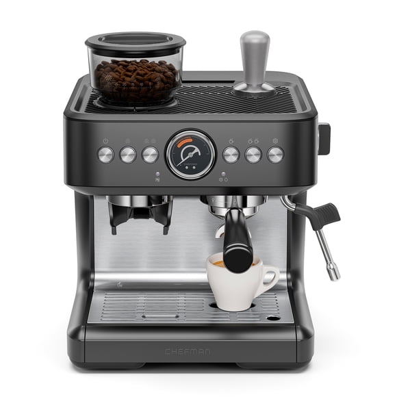 CHEFMAN - Crema Deluxe Máquina de Espresso con Doble Caldera y Molino Integrado — 30 Ajustes