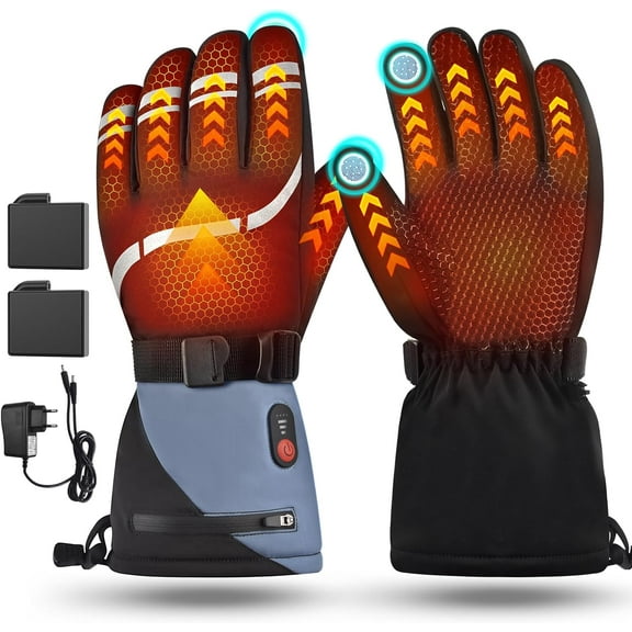 Heated Gloves for Women Men, 3 Heating Levels Hand Warmers Rechargeable with Touchscreen, 7.4V/3200mAh Battery Windproof & Waterproof Electric Winter Gloves for Motorcycle Ski Camping