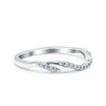 thumbnail image 2 of Simulated Cubic Zirconia Size-5 Half Eternity Criss Cross Band Wedding Ring 925 Sterling Silver, 2 of 7