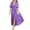 Purple, variant on Dvprdro Womens Casual Beach Maxi Dress Striped Collared Short Sleeve Button Front Tie Waist Ruffle Hem Loose A Line