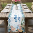 thumbnail image 4 of Seahorse Coastal Table Runner 36 Inches, Summer Nautical Starfish Coral Ocean Bed Runner Dresser Scarves Tabletop for Indoor Outdoor Parties/Ceremony/Banquet, 13"x 36", 4 of 8