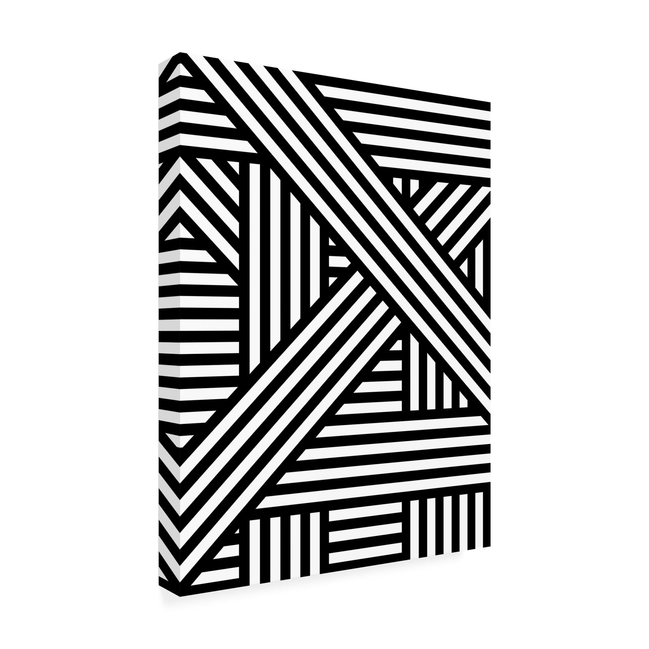 Canvas Wall Art - Tom Quartermaine 'Black and White Bold Modern Abstract Line Art 3' Wall Art for Living Room, Bedroom, or Office Décor by Trademark Fine Art - 24 x 32 Inches