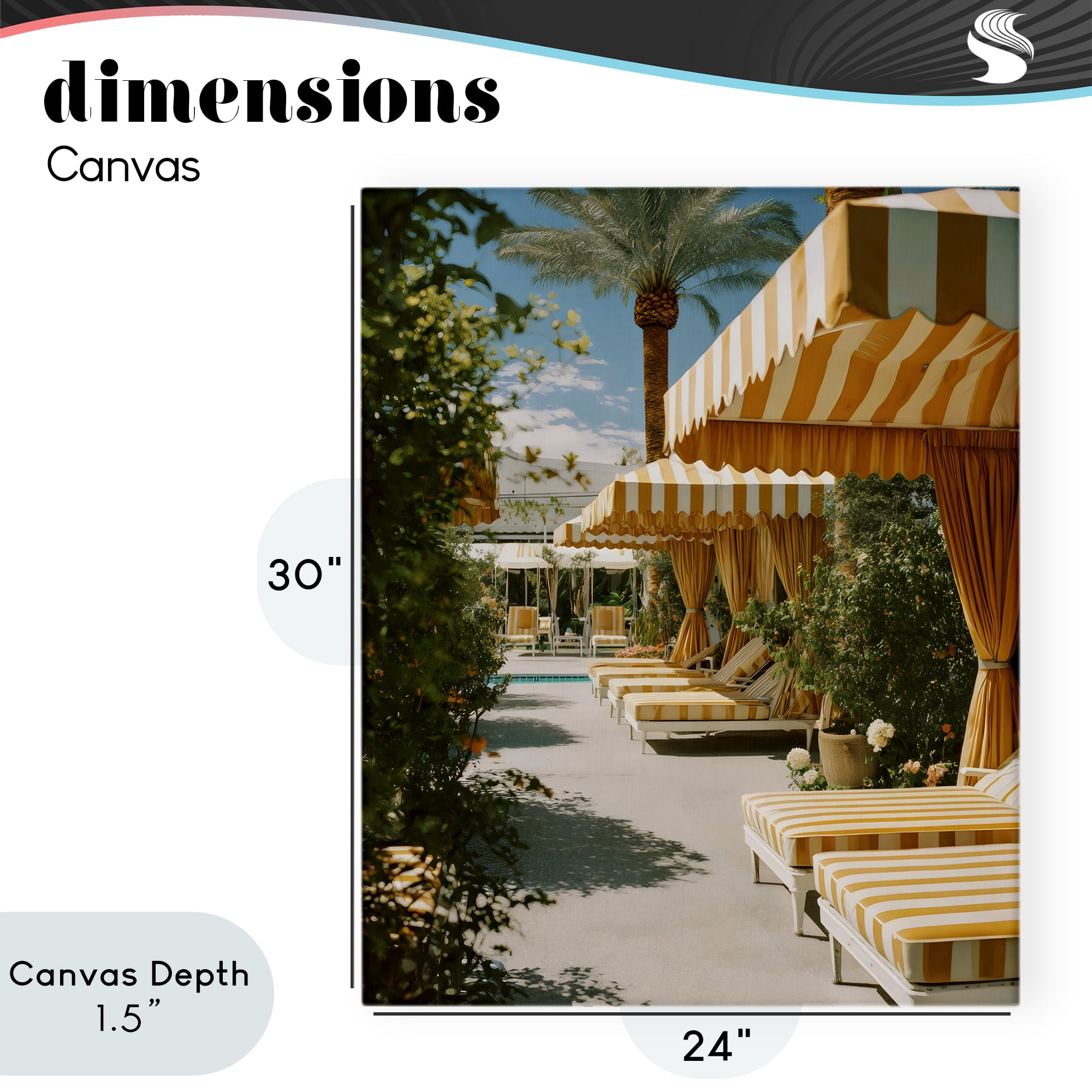 Stupell Industries Vintage Cabanas at Poolside Canvas Wall Art, design by Franklyn Gregory