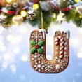 thumbnail image 1 of XUNRYAN - Adornos para árbol de Navidad, figura de acebo, colgante acrílico 2D, 26 letras, decoración navideña colgante, letras del alfabeto para jardín, patio, ventana (U), liquidación, 1 of 4
