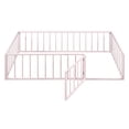 thumbnail image 4 of Twin Size Minimalist Metal Floor Bed Frame, Montessori Bed with Fence and Door, Low Children Bed for Boy & Girl,Pink, 4 of 7