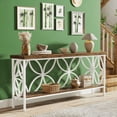 thumbnail image 3 of 70.9" Behind Sofa Console Table - Vintage Wood Grain & Black Metal, 2-Tier Storage, 198lb Capacity, Slim Design for Entryway, Hallway, Living Room, 3 of 6