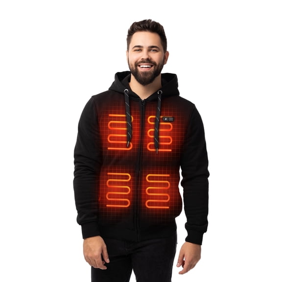 HENNCHEE 12V Heated Hoodies for Men & Women with Battery Pack, Heated Sweatshirt Heating Jacket, Large