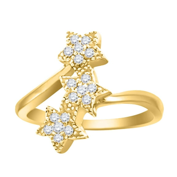 Mauli Jewels Engagement Rings for Women 0.25 Carat Star Sparkly Diamond Ring Prong 10K Yellow Gold