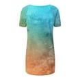 thumbnail image 4 of Women's Fashion Gradient Printed Blouse V-Neck Short Sleeve Loose T-Shirt Tops, 4 of 5