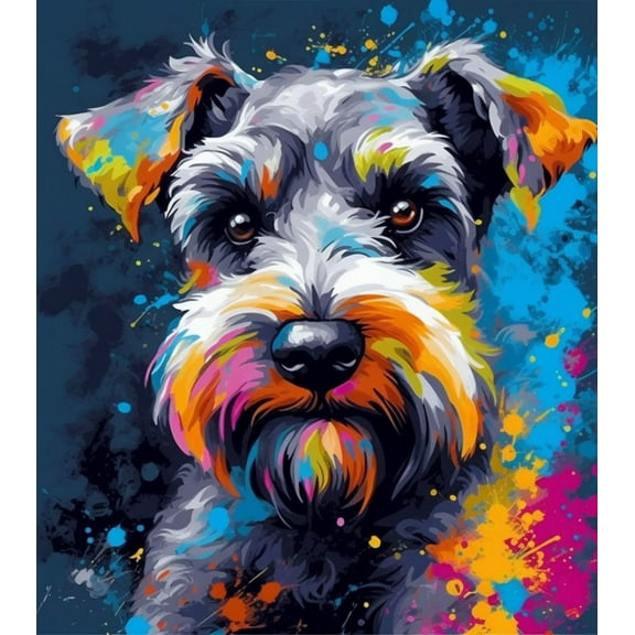 Paint by Numbers for Adults - Colorful Schnauzer 1 - Acrylic Easy Paint by Numbers for Adults Beginner DIY Painting by Numbers for Gift Home Wall Decor 16”W x 20”L-