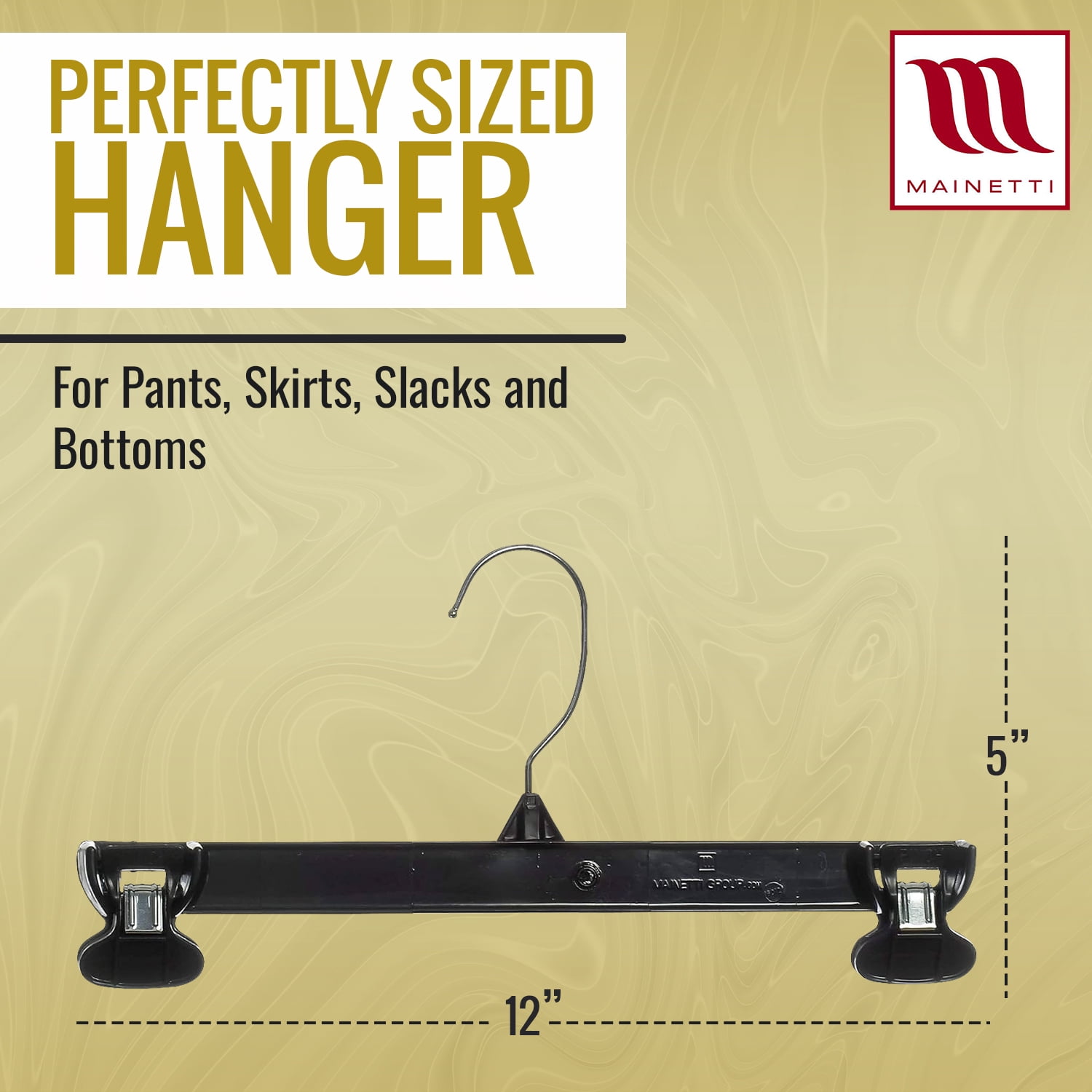 Mainetti 6012 Adult Plastic 1-Tier Skirt & Clothes Hangers, 200 Count, 1 Pack
