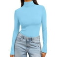 thumbnail image 6 of Women's Mock Turtle Neck Tops Thermal Layering Tops Winter Undershirt T-Shirts Tight Tops Basic Tee Slim Fitted Tops Soft Base Layer Thermal Underwear Tops Turtleneck Shirt Shirts for WomenSky Blue, 6 of 7
