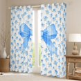 thumbnail image 2 of Erosebridal Blue Bow Rose Black Out Curtains for Boys Girls, Watercolor Ribbon Curtains Pack of 2 (42x63 Each), 2 of 6