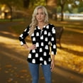 thumbnail image 6 of Knosfe Womens Halloween Shirts Button V Neck Cute Ghost Pumpkin Fall Tops 3/4 Sleeve Horror Skeleton Bat Casual Blouses Black S, 6 of 6