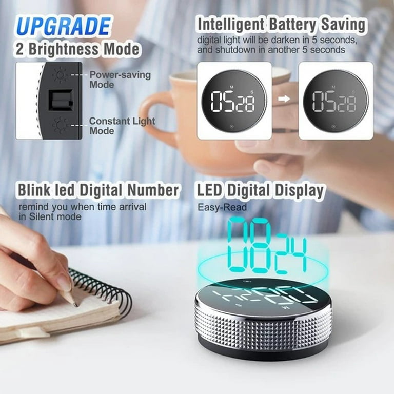 LED Kitchen Timer Digital Knob Timer Magnetic Electronic Manual Countdown  Timer Cooking Shower Study Fitness Stopwatch