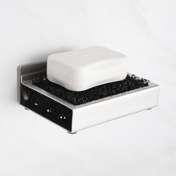 ERQVHQV Jabonera Montada En La Pared, Jabonera Autoadhesiva De Ducha De Acero Inoxidable, Jabonera De Cocina De Baño, Se Utiliza Para Almacenar El Cepillo De Esponja De Jabón (Plata) oso de fresa Electrónica