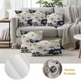 thumbnail image 6 of White Black Flowers Outdoor Waterproof Pillow Covers, Vintage Floral Beige Burlap Decorative Square Throw Pillowcase Sofa Cushion Sham for Patio/Couch/Chair, 16"x16" 2 Pack, 6 of 8
