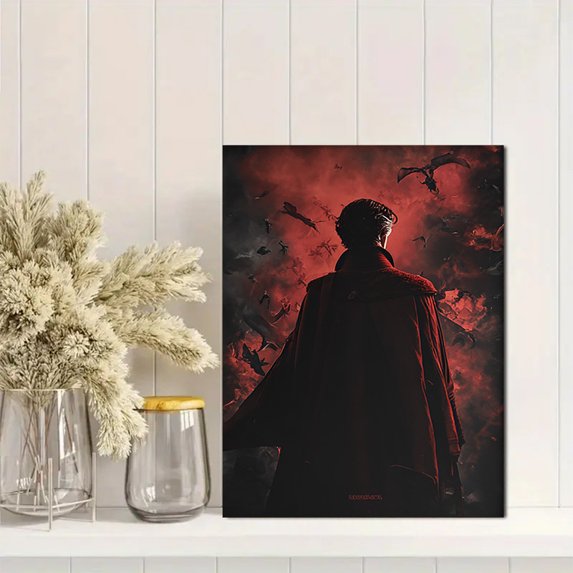 Qisvanset Mysterious Sorcerer Dark Art Canvas Wall Art 15.75x11.81 INCHES