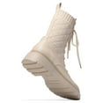 thumbnail image 2 of Dream Pairs Women's Fashion Lug Sole Ankle Booties Lace-Up Mid Calf Combat Boots SDMB2217W BEIGE WHITE Size 8, 2 of 5