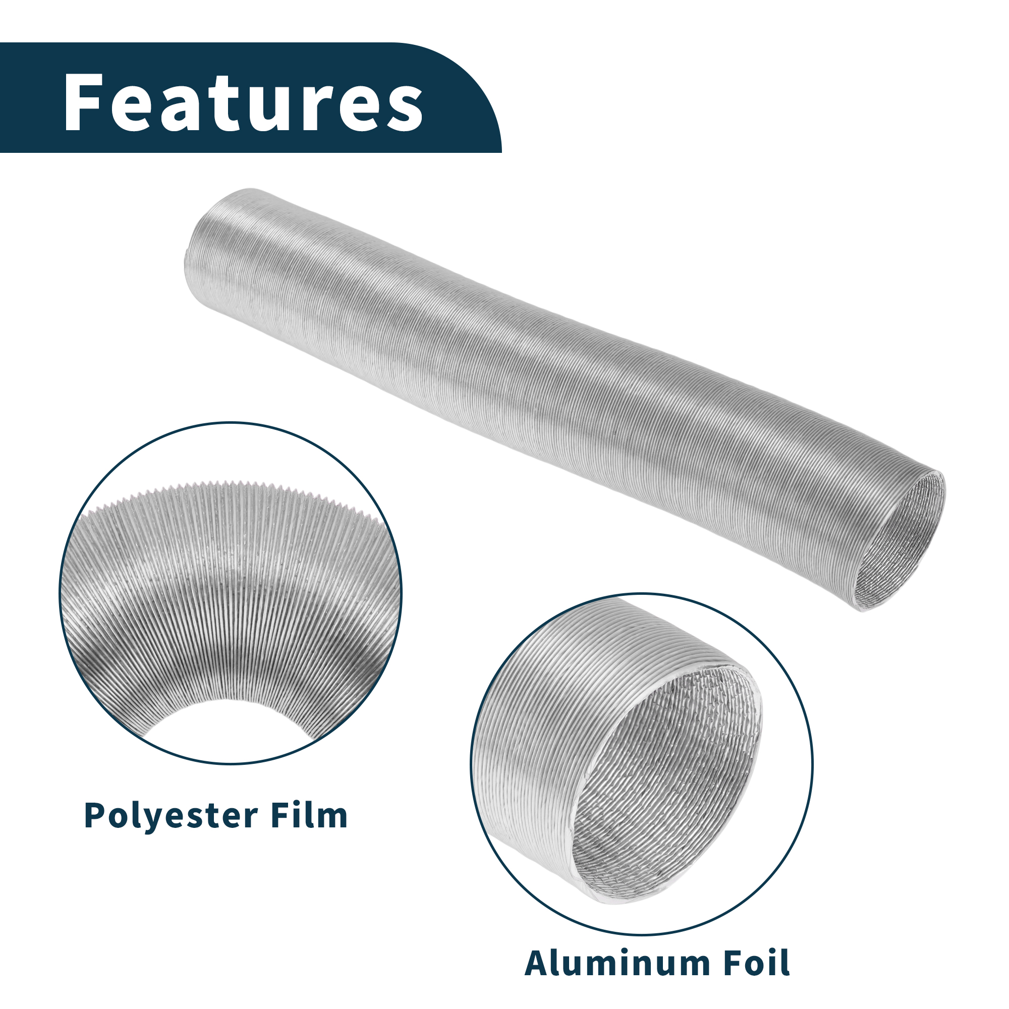 Unique Bargains 60mm Dia 80cm Car Heater Duct Kit Car Heater Duct Pipe Hose Set for Diesel Heater Silver Tone