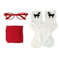 thumbnail image 4 of Hip Hop 50's Shop 1950s Adult 4 Piece Poodle Skirt Costume Outfit for Women with Accessories (glasses, socks, scarf) (Medium/Large Black w/Red), 4 of 6