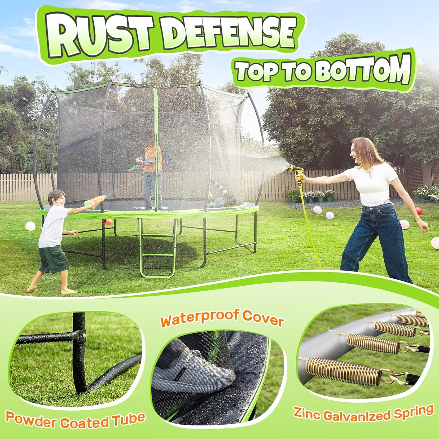 BCAN 16FT Recreational Trampoline with Enclosure for Kids Adults, Outdoor Trampolines with Ladder for Kids