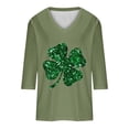 thumbnail image 3 of St Patricks Day Shirt Women Sequin Shamrock Graphic Tees Irish Crewneck 3/4 Sleeve Shirts Funny Saint Pattys Outfits, 3 of 4