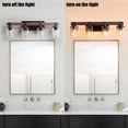 thumbnail image 4 of 27" Rustic 4-Light Vanity Light, Industrial Bathroom Wall Sconce with Glass Shades and Wood Accent, Modern Farmhouse Lighting Fixture (No Bulbs), 4 of 6