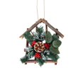 thumbnail image 2 of Colgante de corona de Navidad | Mini hoja de pino y bayas rojas | Decoración navideña colgante multicolor de 8 pulgadas | Adornos duraderos de madera y plástico | Pared, puerta, decoración de fiesta, 2 of 6