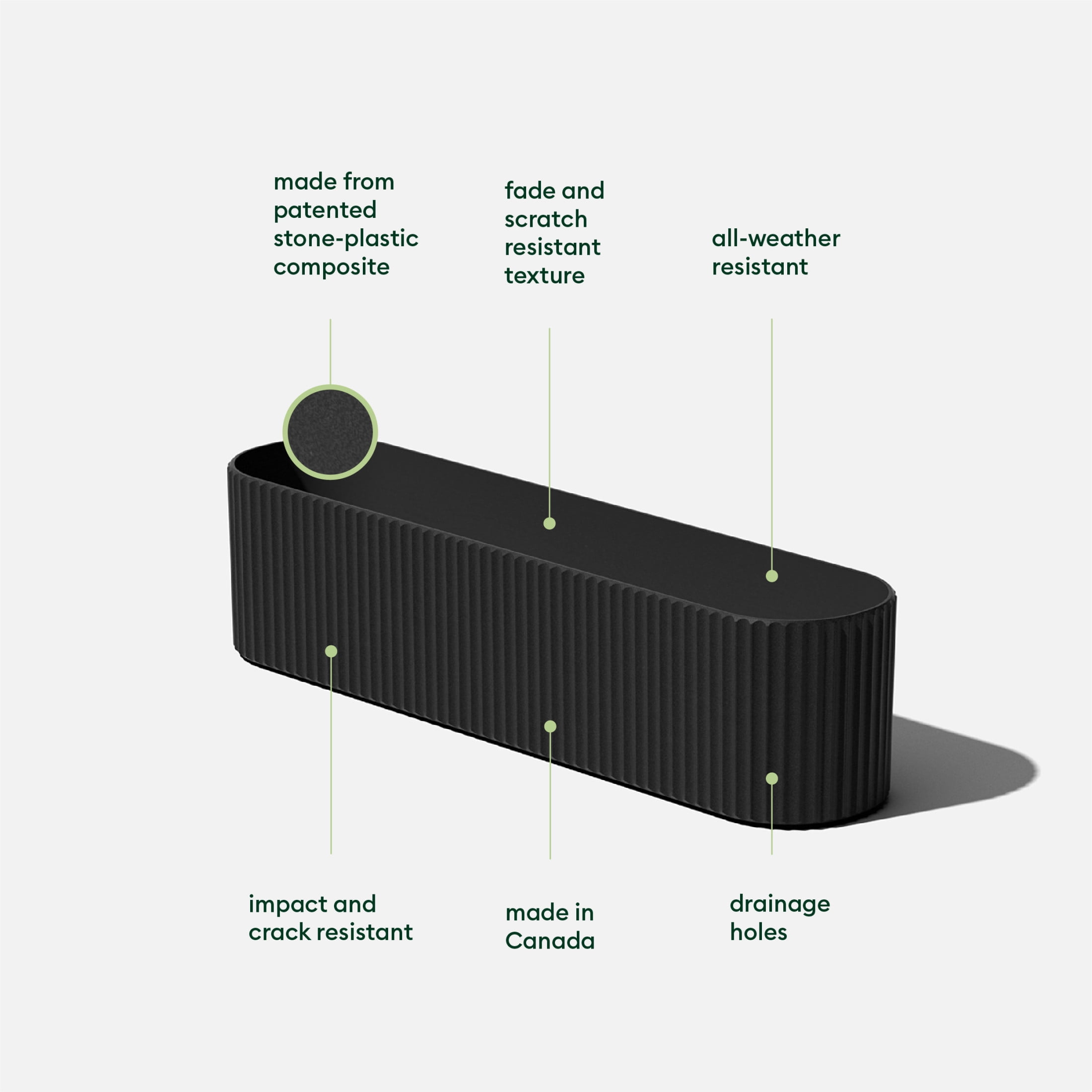 Veradek Demi Series Window Box 36" Plastic-Stone Planter - (Black/1 Pack)