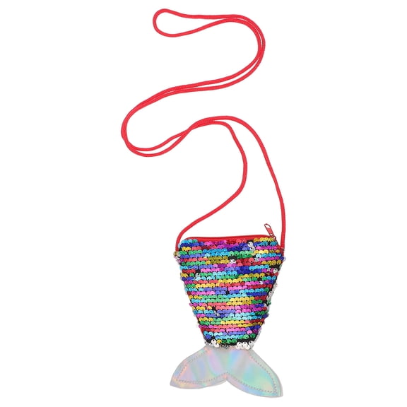 RENACLIPY Sequin Mermaid Coin Purse with Glitter Fish Tail and Adjustable Crossbody Lanyard