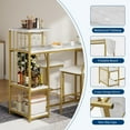 thumbnail image 6 of 3-Piece Dining Table Set for 2, Expandable Bar Table and Chairs Set, with Storage Shelves and Wine Rack, for Living Room, Apartment, White, 6 of 9