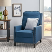 Noble House Celia Navy Blue Traditional Fabric Recliner
